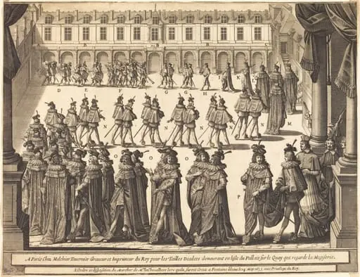 March of the King and Knights of the Holy Spirit in the Courtyard at Fontainebleau, by Abraham Bosse