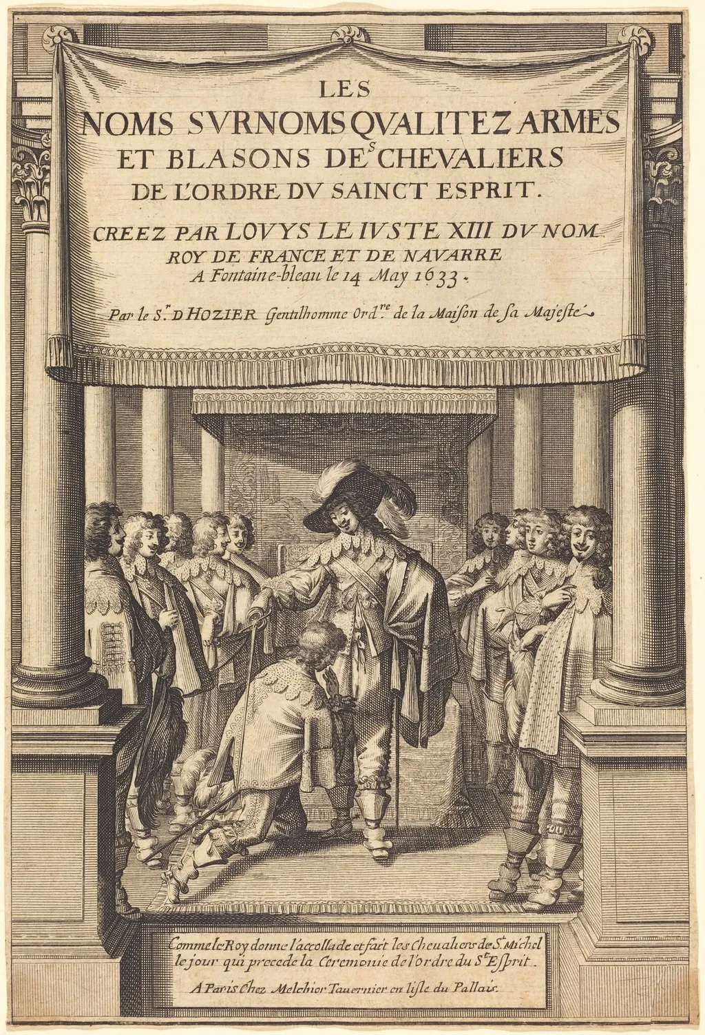 The King Giving the Accolade and Creating Knights of S. Michel Who Receive the Order of the Holy Spirit, by Abraham Bosse, ink, 1633