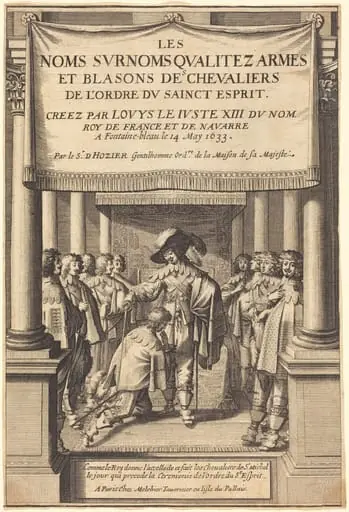 The King Giving the Accolade and Creating Knights of S. Michel Who Receive the Order of the Holy Spirit, by Abraham Bosse