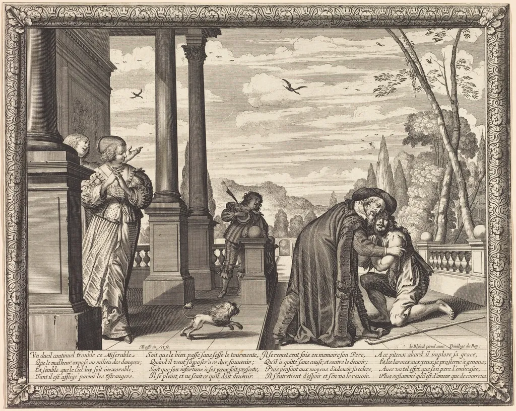 The Prodigal Son Received by his Father, by Abraham Bosse, ink, 1639
