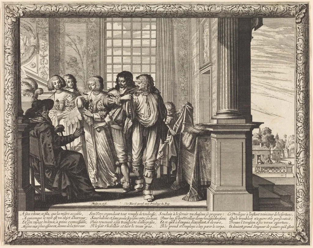 The Prodigal Son's Father Orders the Best Robe and the Slaughter of the Fatted Calf, by Abraham Bosse, ink, 1639
