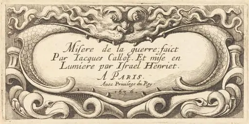 Title Page for Callot's "The Small Miseries of War", by Abraham Bosse