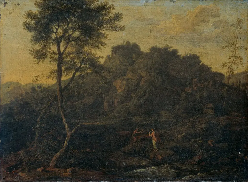 Landscape with Diana and Calliope, by Abraham Genoels, 1698