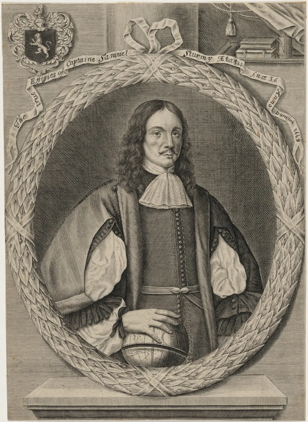 Captain Samuel Sturmy, Navigator, by Abraham Hertochs, ink, 1669