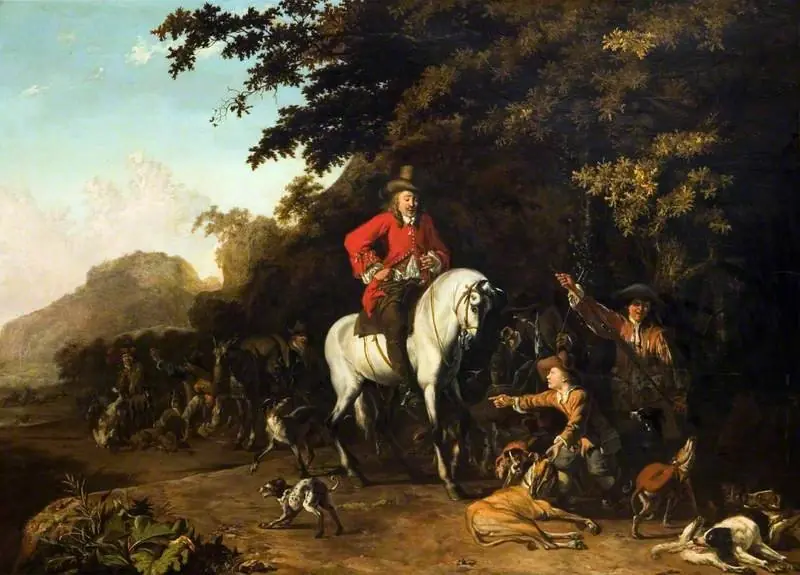 Huntsmen with Dogs, by Abraham Hondius