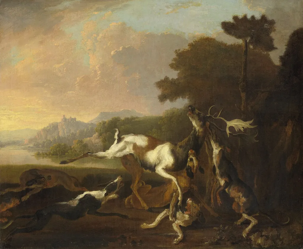 The deer hunt, by Abraham Hondius, oil, 1650