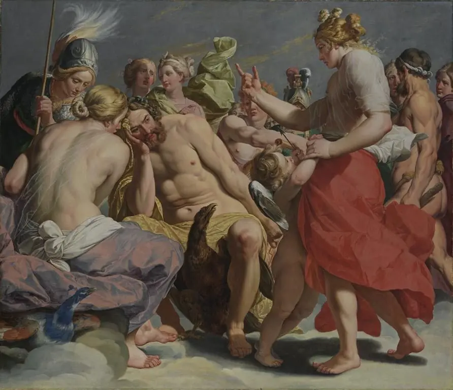 Venus, Juno and Minerva arguing for Jupiter over the Golden Apple of Eris, by Abraham Janssens I