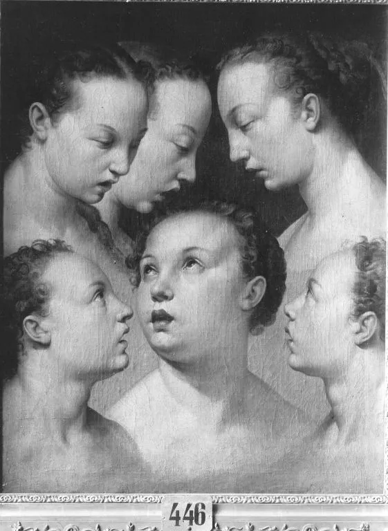 Weibliche Studienköpfe, by Abraham Janssens I, unspecified, 1603