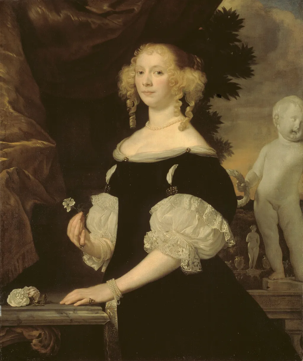 Portrait of a Lady in Black, by Abraham Lambertsz van den Tempel, oil, 1670