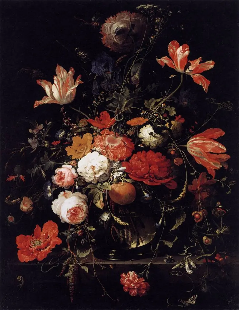 A Glass of Flowers and an Orange Twig, by Abraham Mignon