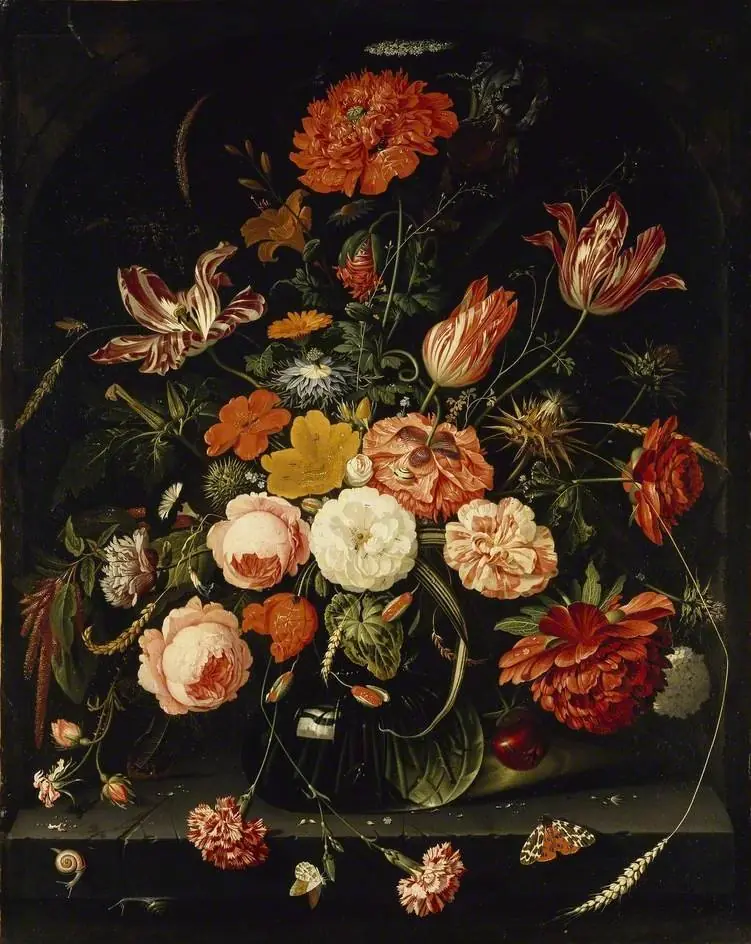A Vase of Flowers with two Carnations, by Abraham Mignon