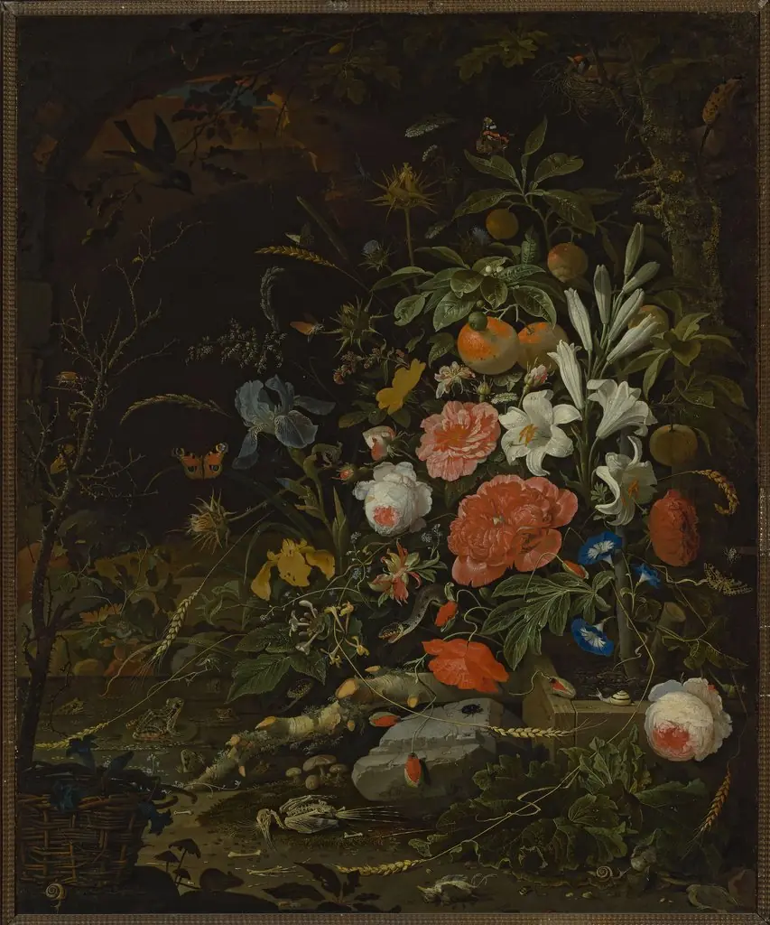 Flowers and tiny creatures – Vanitas, by Abraham Mignon