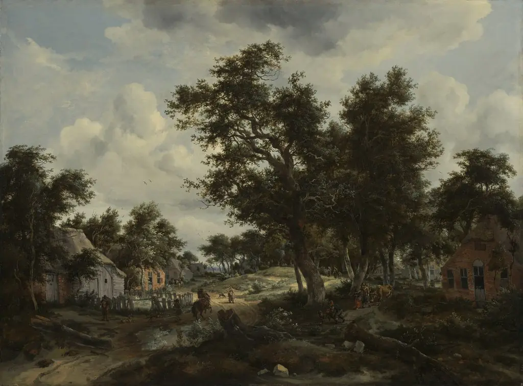 A Wooded Landscape with Travelers on a Path through a Hamlet, by Abraham Storck