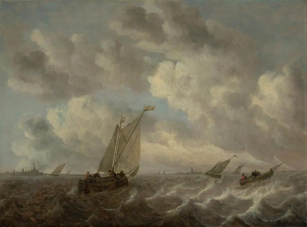 Bewegte See mit Fischerbooten, by Abraham van Beijeren