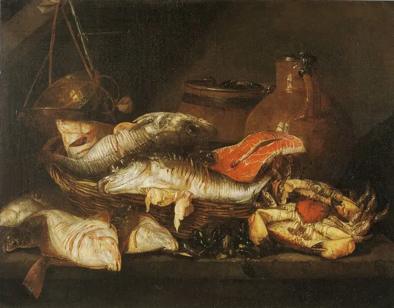 Fish in a Basket near a Scale