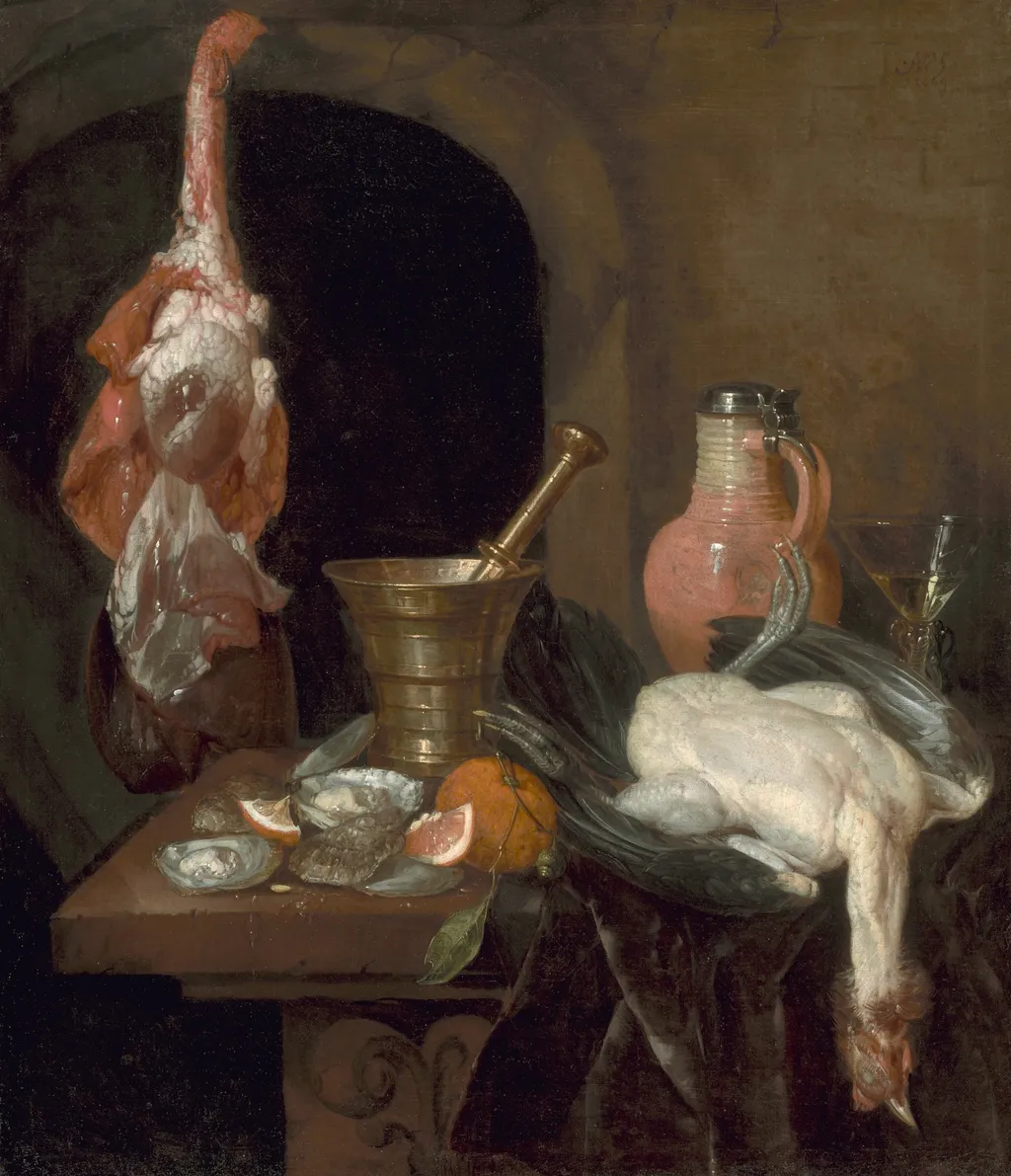 Preparations for a Meal, by Abraham van Beijeren, oil, 1664