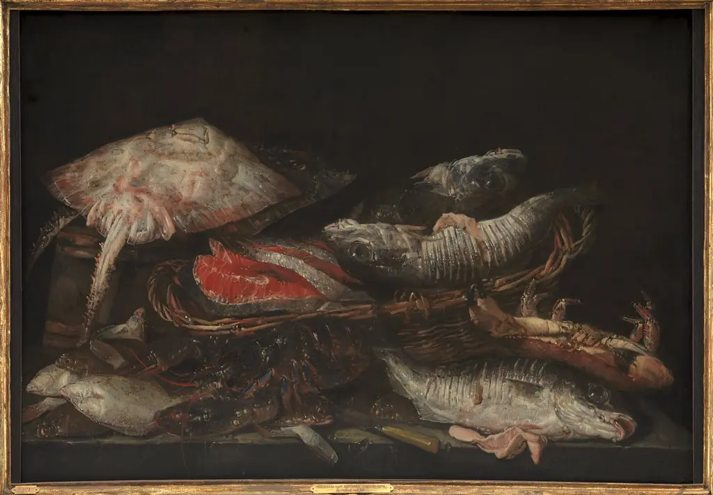 Still Life with Fish on a Stone Table, by Abraham van Beijeren