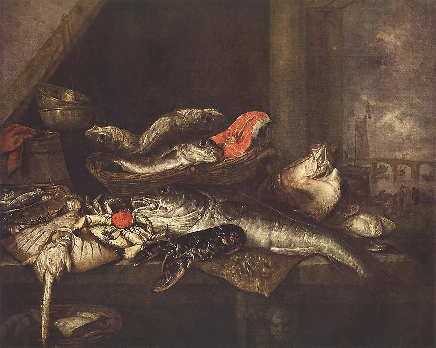 Still-life with Fishes, by Abraham van Beijeren, oil, 1650