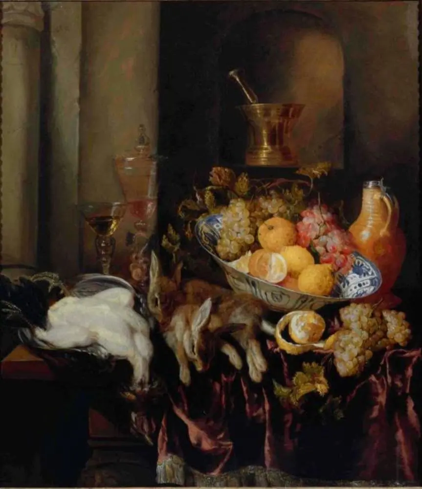 Still life with fruit and game, by Abraham van Beijeren