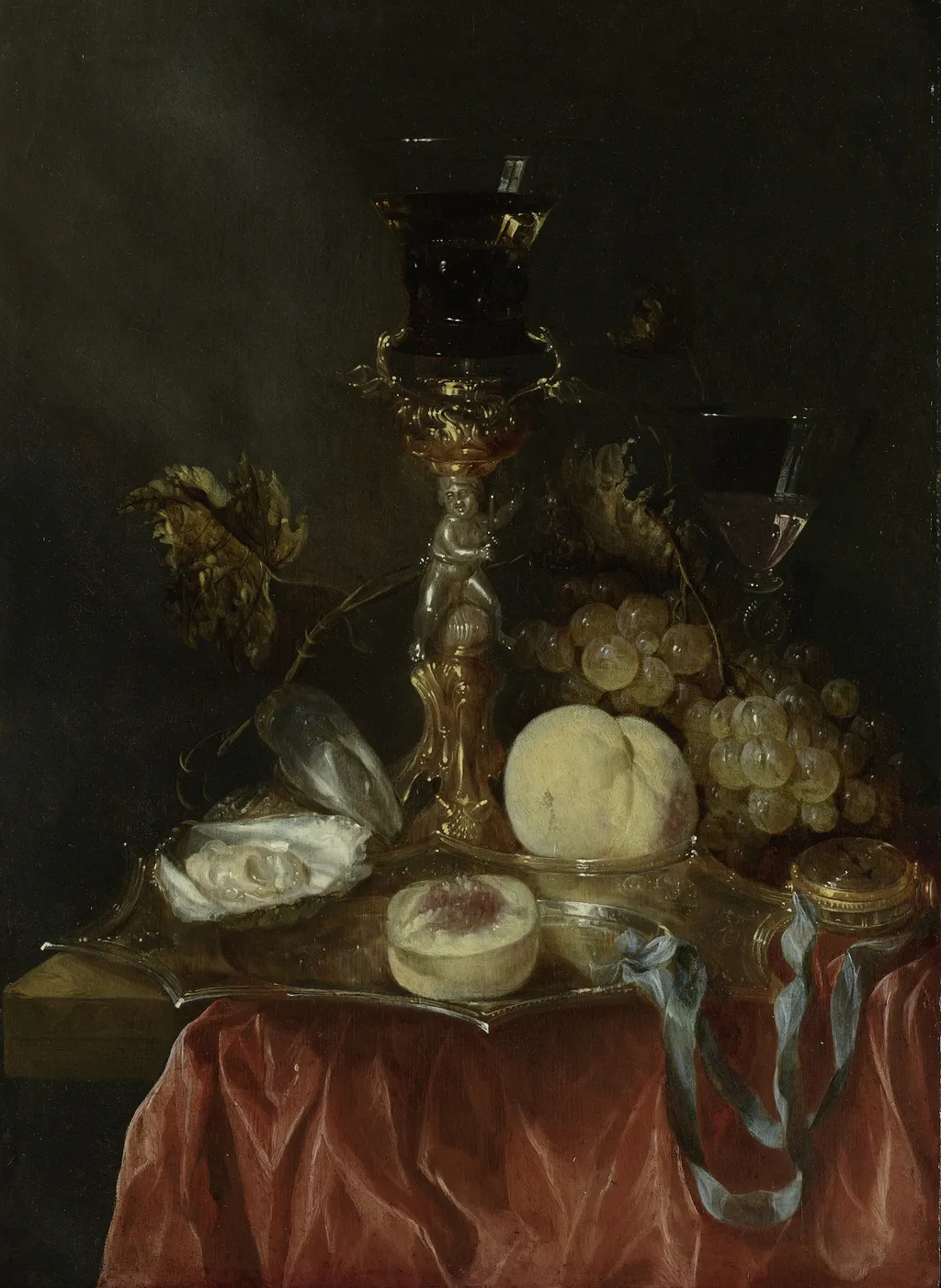Still Life with Silver-gilt Bekerschroef with Roemer, by Abraham van Beijeren, oil, 1650