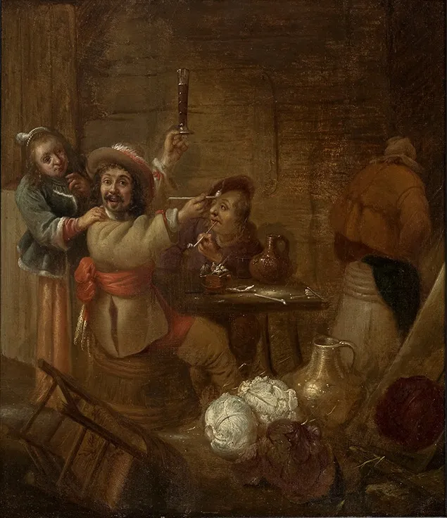 Tavern scene, by Abraham van den Hecken the Younger, oil, 1601