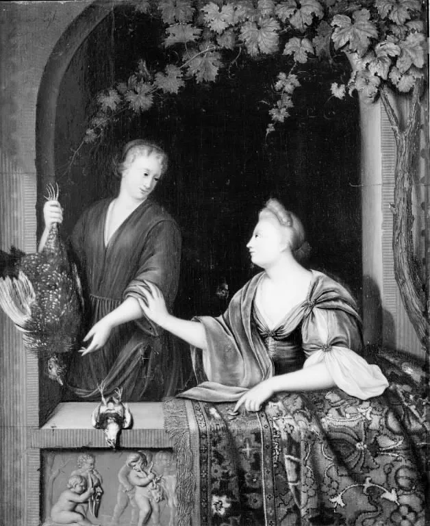 Mistress and Maid, by Abraham van der Eyk, oil, 1709