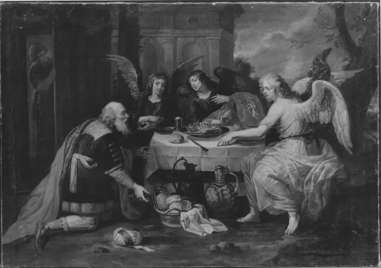 Abraham bewirtet die drei Engel, by Abraham van Diepenbeeck