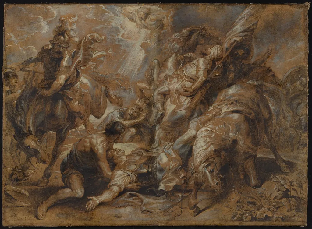 The Conversion of Saint Paul, by Abraham van Diepenbeeck, chalk, 1644