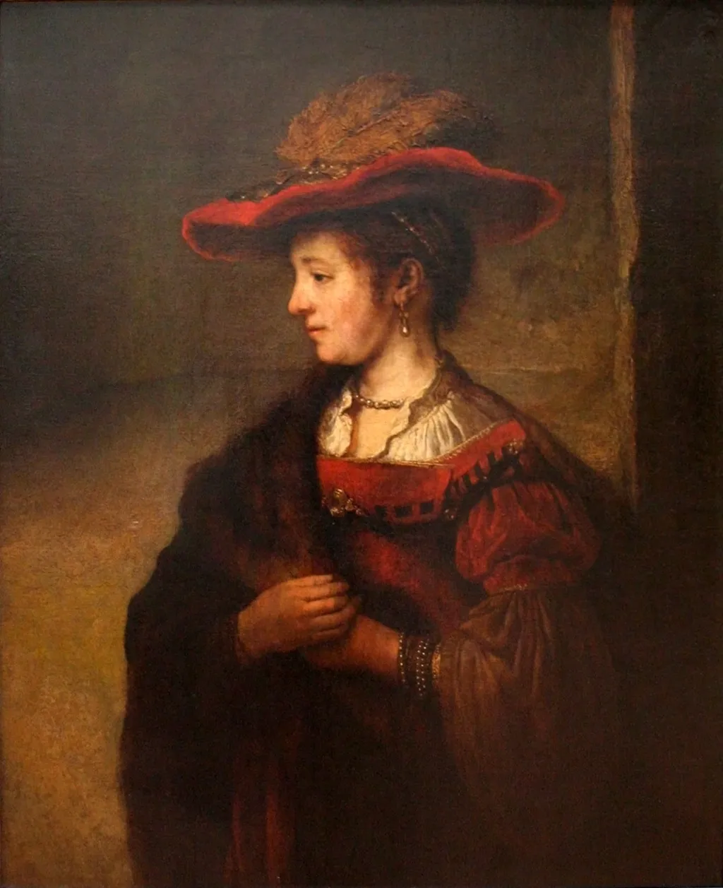 Saskia van Uylenburgh, Wife of the Painter Rembrandt, by Abraham van Dijck, oil, 1651