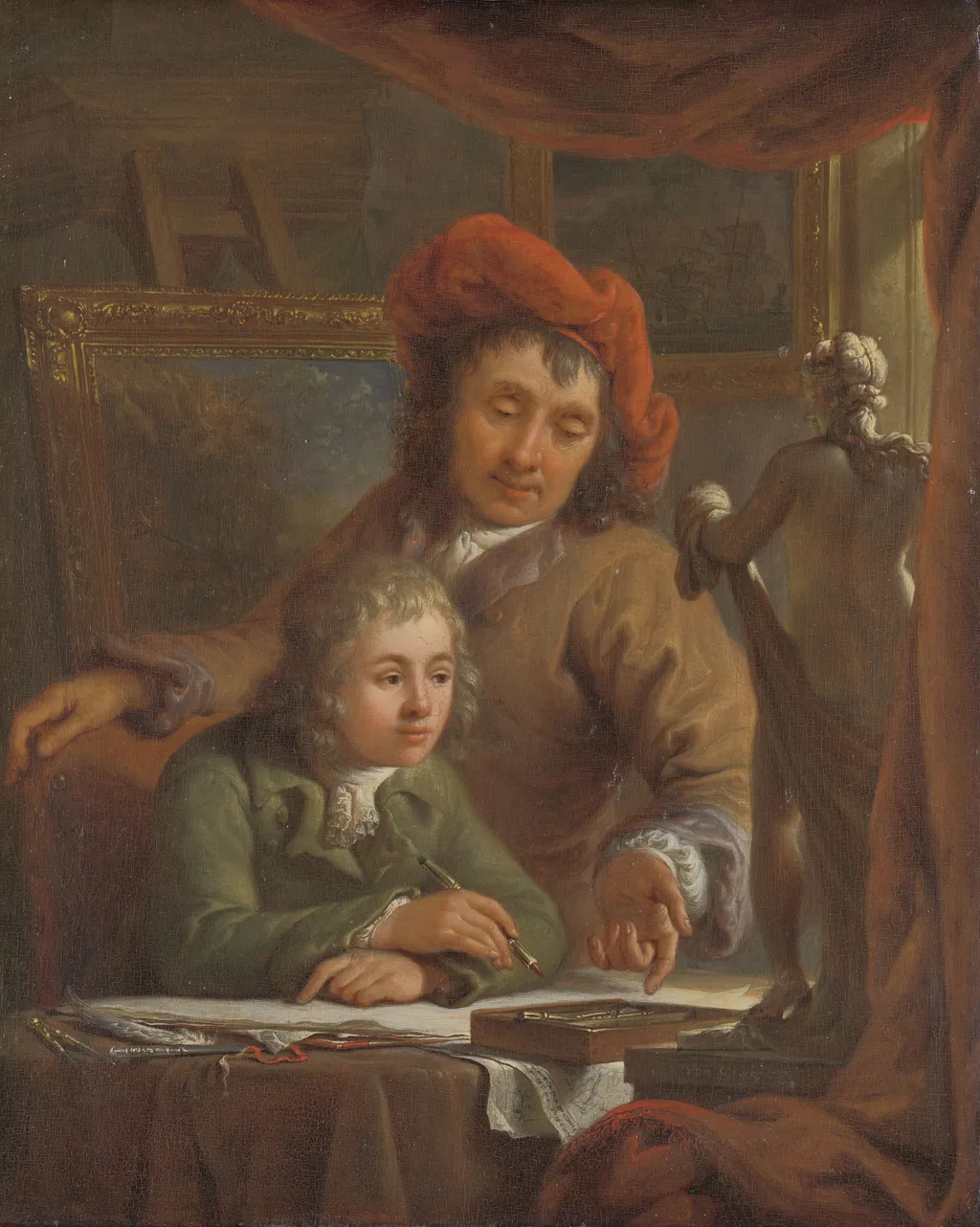 The Drawing Lesson, by Abraham van Strij, oil, 1794