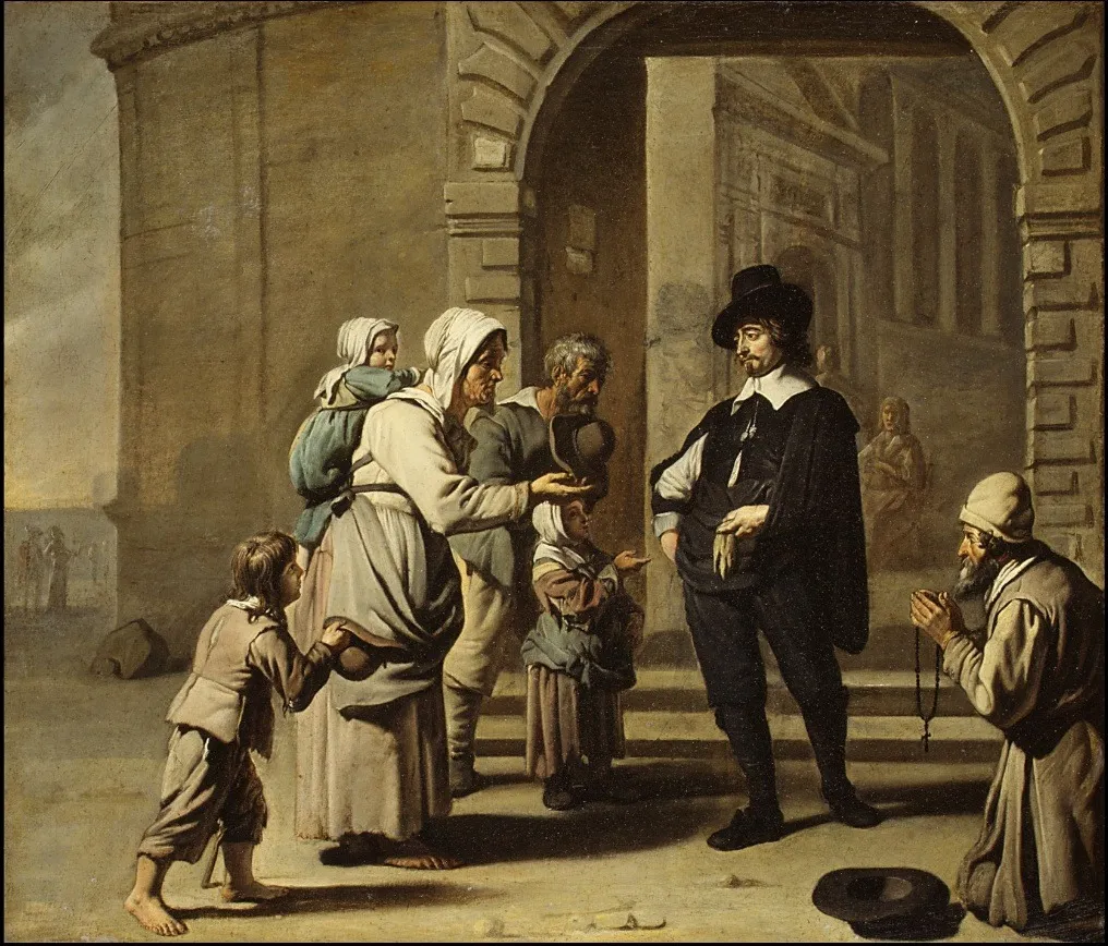 Beggars at a Doorway, by Abraham Willemsens, oil, 1650
