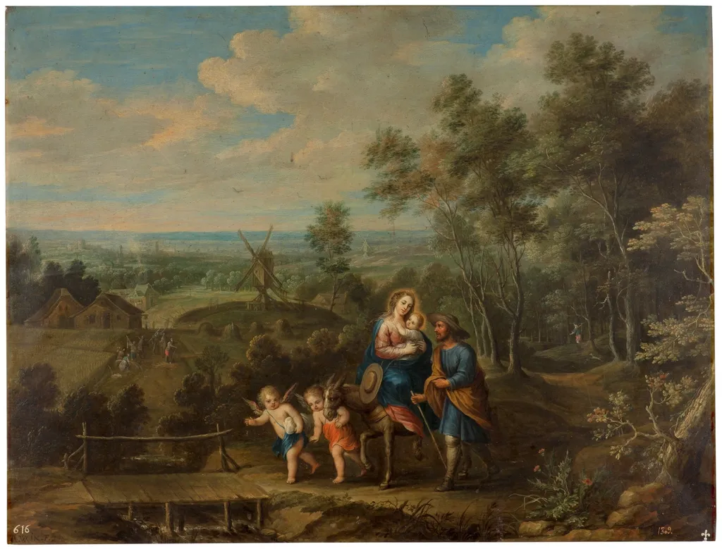 Flight into Egypt, by Abraham Willemsens, oil, 1601