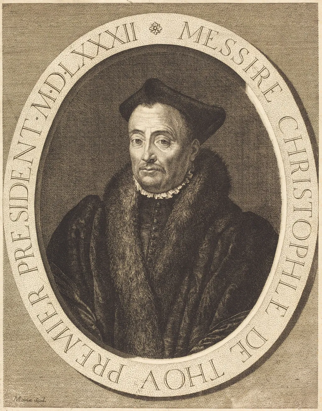 Christophe de Thou, by Jean Morin, ink, 1645