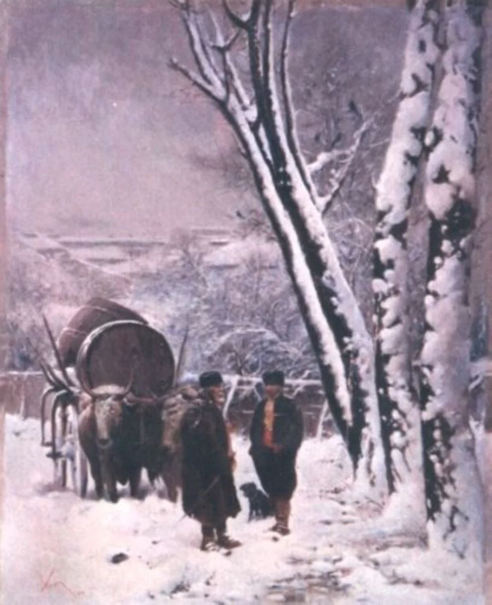 Iarna în pădure, detail