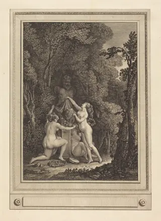 Les nymphes scrupuleuses, by Gérard Vidal, ink, 1784