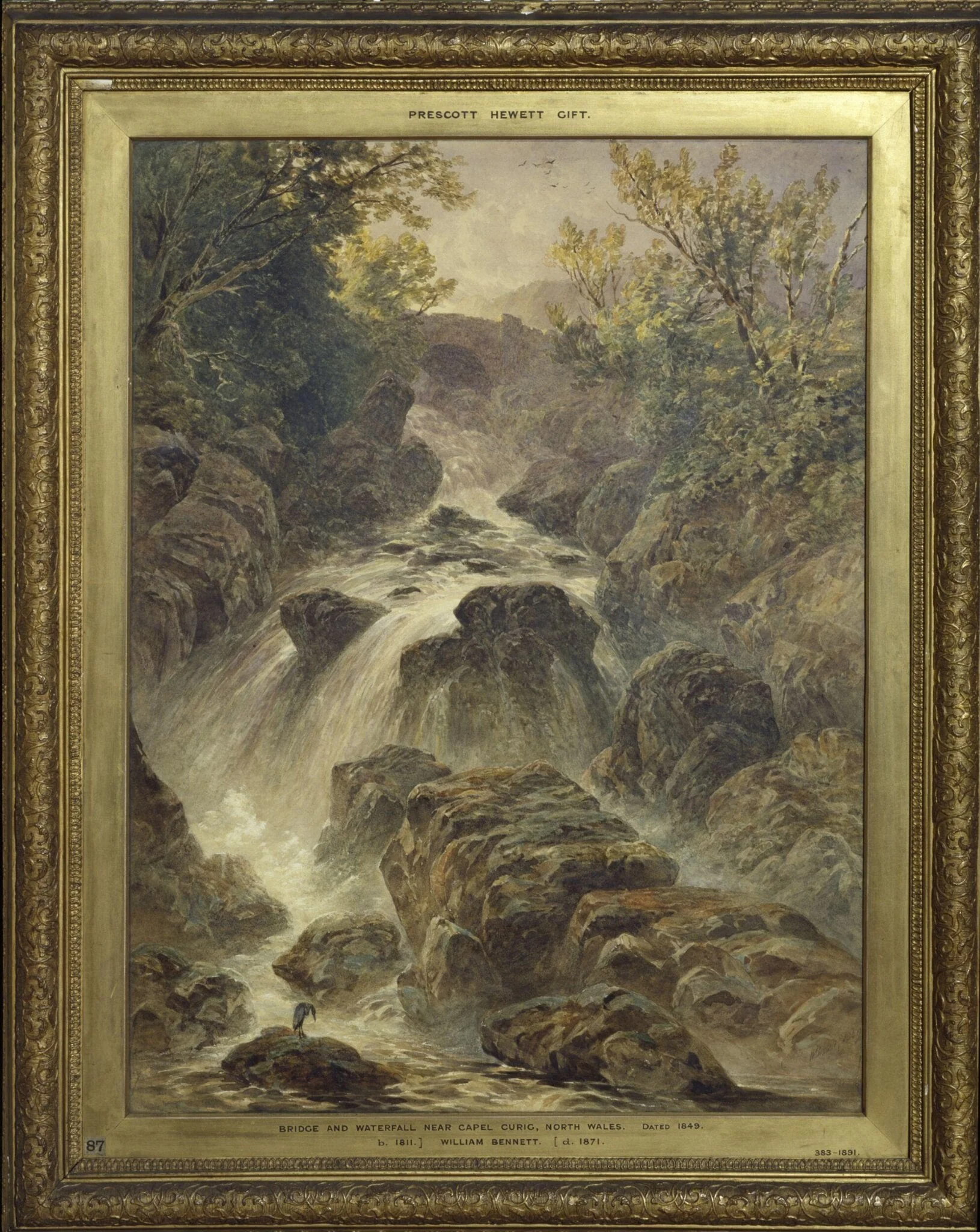 The bridge and waterfall near Capel Curig, detail