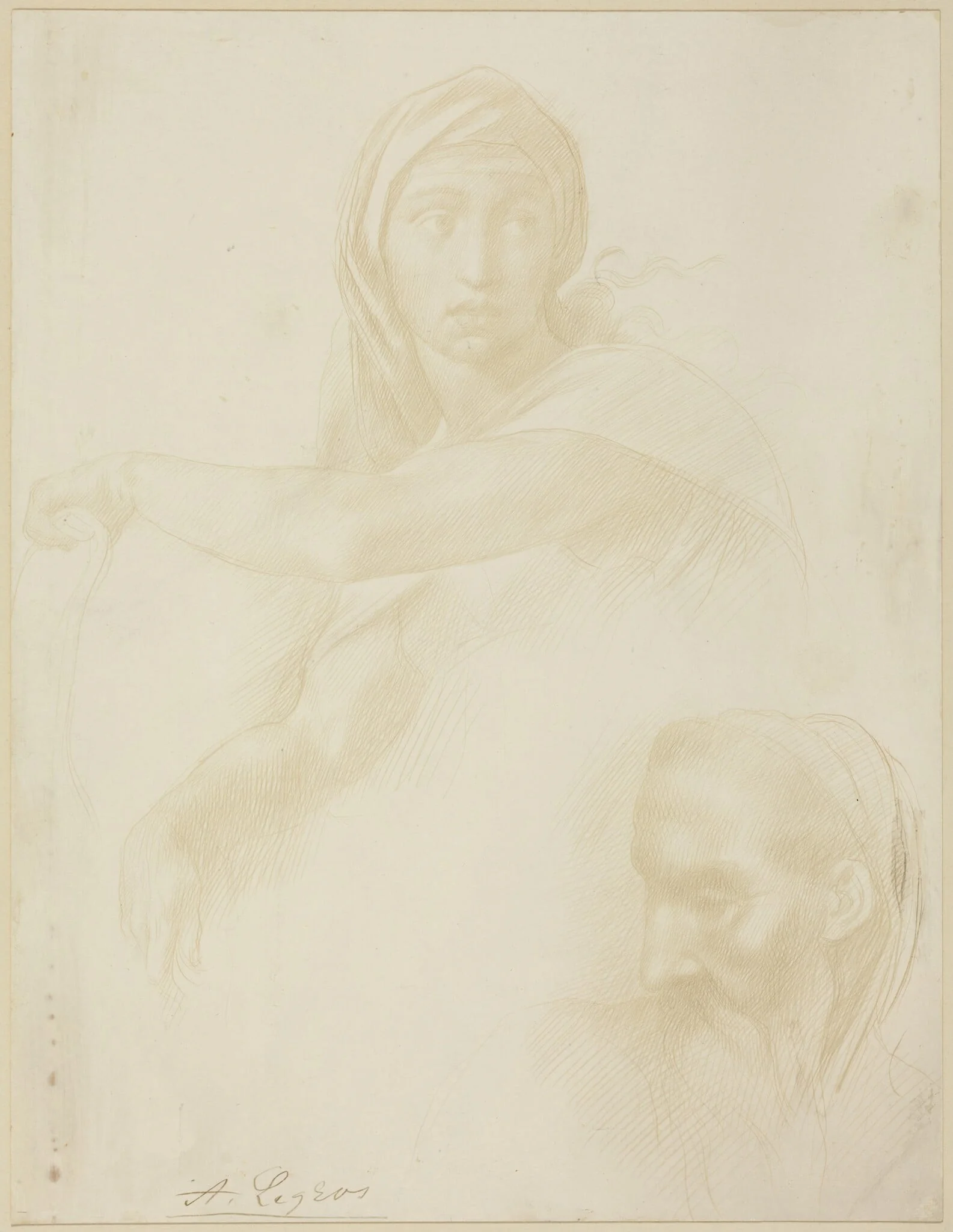 Study of Delphic Sibyl; Head of a Man, detail
