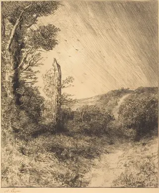 Gust of Wind (Le coup de vent), by Alphonse Legros, ink, 1874
