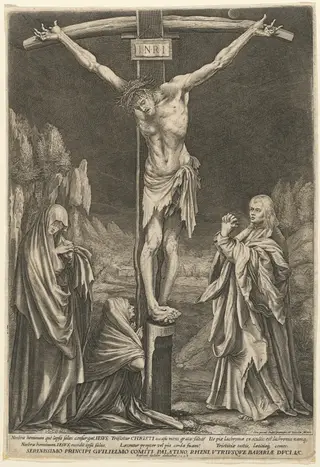 The Small Crucifixion, by Raphael Sadeler I, ink, 1605