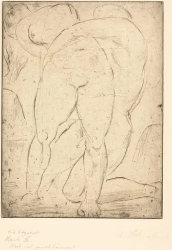 Passion II (Leidenschaft II), by Wilhelm Lehmbruck, ink, 1914