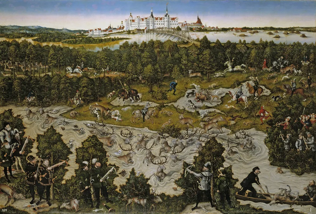 Hunt at the Castle of Torgau in honour of Ferdinand I, by Lucas Cranach the Elder, oil, 1545