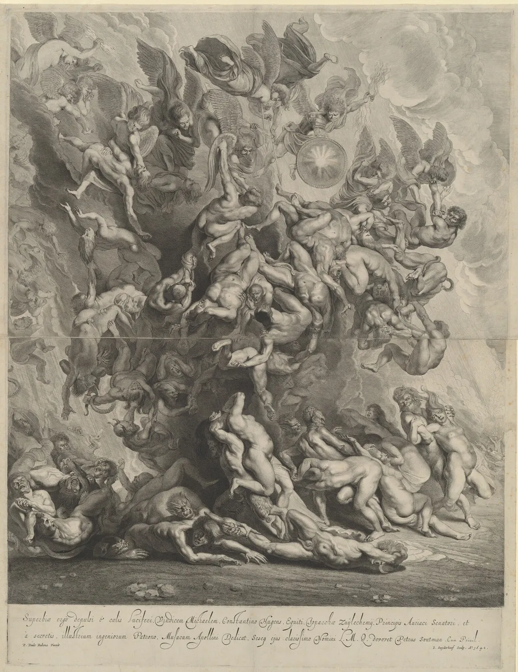 Fall of the Damned, by Jonas Suyderhoff, ink, 1642