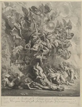 Fall of the Damned, by Jonas Suyderhoff, ink, 1642
