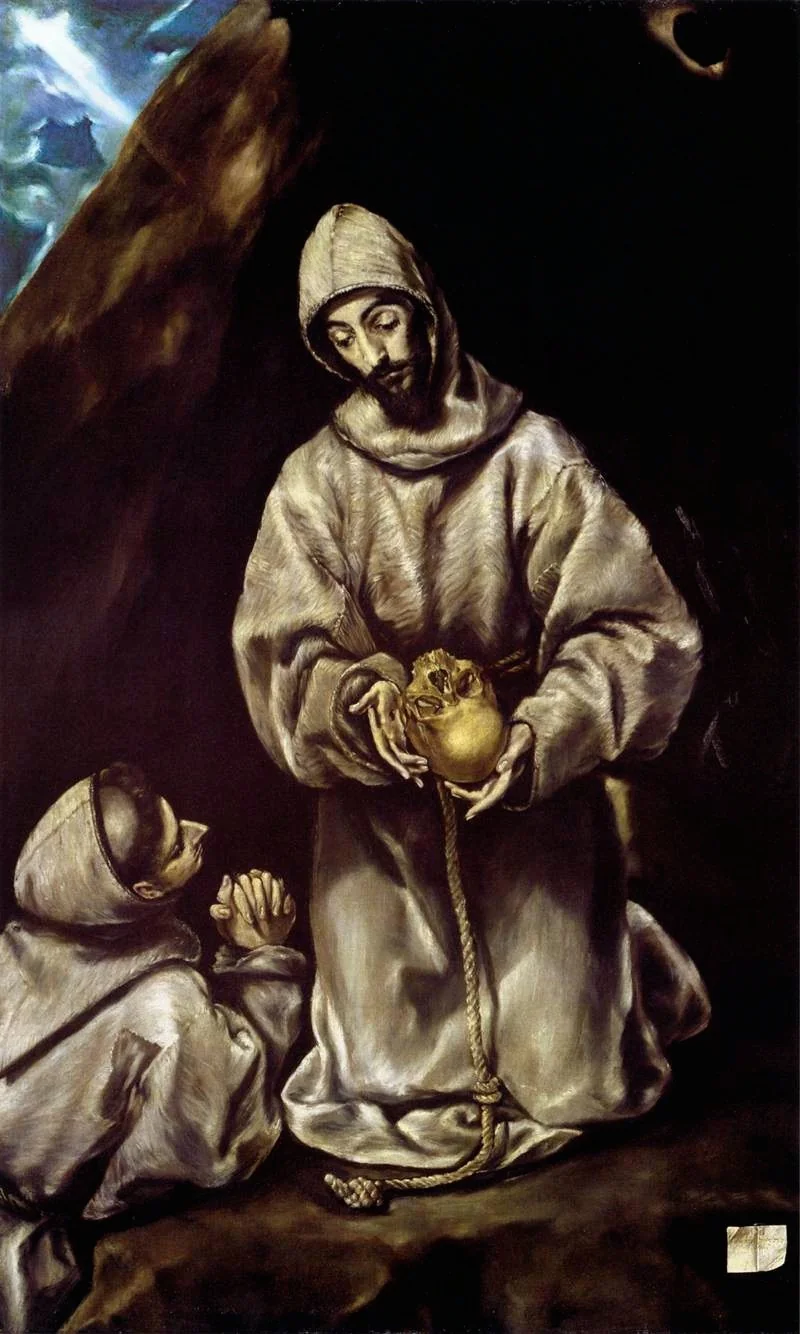 St Francis and Brother Leo Meditating on Death, detail