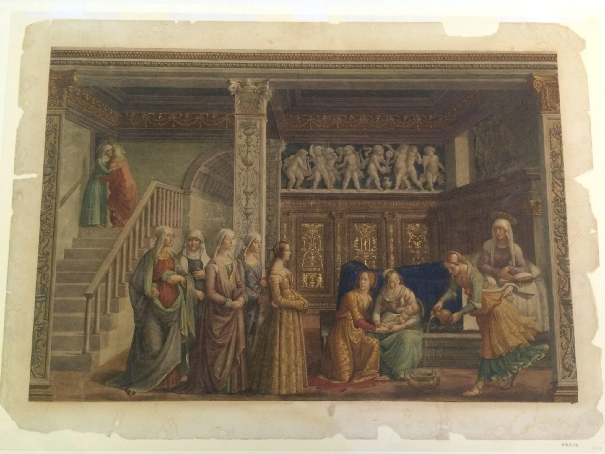 Copy after the Nativity of the Virgin, Domenico Ghirlandaio in the Tornabuoni Chapel, Santa Maria Novella (Florence), detail