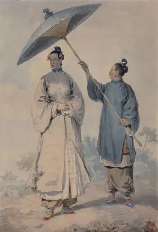 A Chinese lady with attendant, by Alexander, watercolor, 1767