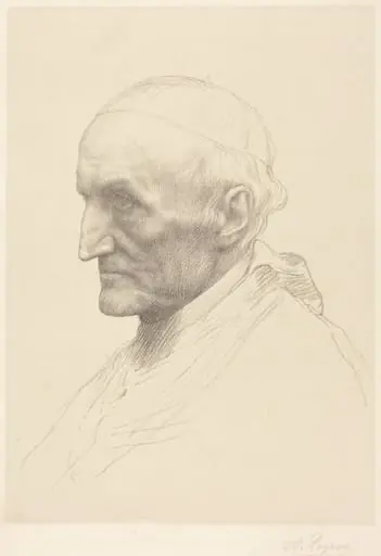 Cardinal Manning, 2nd plate, by Alphonse Legros, ink, 1874