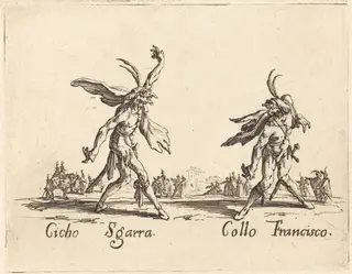 Cicho Sgarra and Collo Francisco, by Jacques Callot, ink, 1622