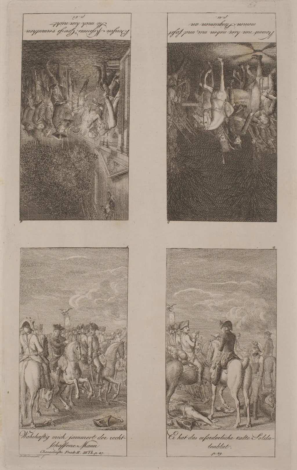 Characteristics of King Frederik II (Part III), by Daniel Nikolaus Chodowiecki, ink, 1800