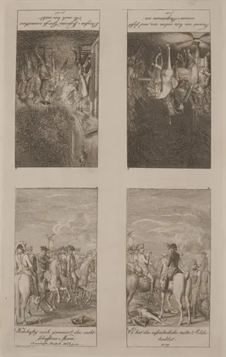 Characteristics of King Frederik II (Part III), by Daniel Nikolaus Chodowiecki, ink, 1800